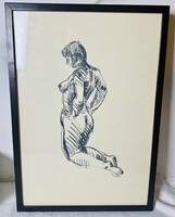 Női akt - Rajz - Szignált