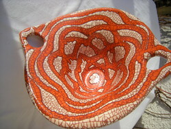 Gorka Géza narancsos tál spirál mintás