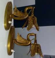 Régi tűzaranyozott madaras 2 db lámpa falikar