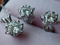 Moissanit gyémánt 925 ezüst szett