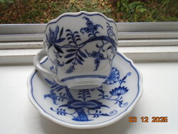 1863 MEISSEN jelzéssel,kék hagyma mintás teás csésze alátét tálkával CARL THEICHERT