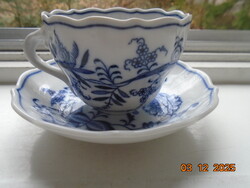1863 MEISSEN jelzéssel,kék hagyma mintás teás csésze alátét tálkával CARL THEICHERT