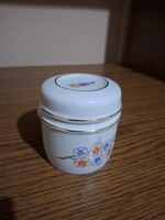 Hollóházi porcelán virág mintás tégely, bonbonier. Hibátlan. Jelzett