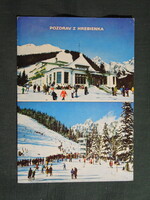 Képeslap,Szlovákia,Magastátra,Hrebienok,Tarajka,síparadicsom,szálló látkép,részlet,1976-