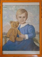 Csabai Wágner József pasztell kép 50x60cm "Baba"