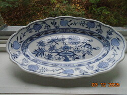 1863 MEISSEN jelzéssel,kék hagyma mintás ovális kínáló tál CARL THEICHERT