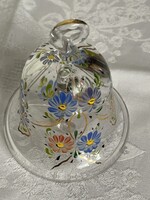 Régi nagy kézzel festett üveg  csengő karácsonyfa dísz, gyönyörű.