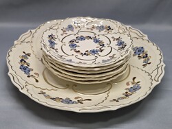 Zsolnay kék virág mintás 6 személyes süteményes készlet