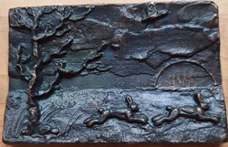 Somogyi József: kisplasztika öntött bronz dombormű