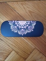 ÚJ! Szemüvegtok rózsaszín, rosegold mandala mintával 17x6x3cm, kézzel festett