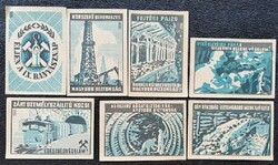 Gy136 / 1959 Bányásznap gyufacímke 7 db-s teljes sor