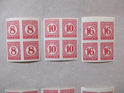 1926 Pengő-fillér portó (I.) 8f, 10f , 16f vágott 4-es tömbökben** (Kat. ár 80.000)  (39)