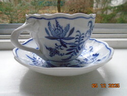 1863 MEISSEN jelzéssel,kék hagyma mintás teás csésze alátét tálkával CARL THEICHERT