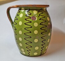 Nagy pöttyös népi cserép edény