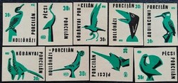 Gy219 / 1963 Porcelán gyufacímke 9 db-s teljes sor