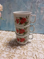 Zsolnay porcelán mikulásvirágos bögre, csésze, pohár