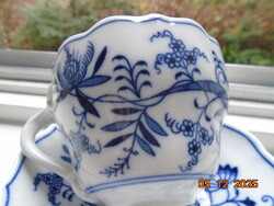 1863 MEISSEN jelzéssel,kék hagyma mintás teás csésze alátét tálkával CARL THEICHERT