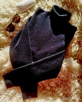 Boden L-es 100% cashmere garbó, sötétkék kasmír pulóver