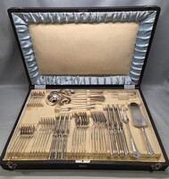 6 személyes ezüst evőeszköz készlet dobozában 49 részes