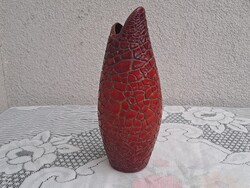 1,-Ft Antik pajzspecsétes Zsolnay repesztett piros eozin mázas váza (sérült)
