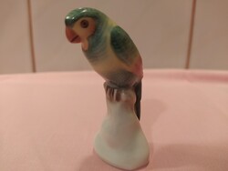 Herendi porcelán kicsi papagáj zöldes színű
