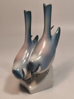 Hibátlan, szép festésű Zsolnay Sinkó A. tervezte cinke / cinege páros