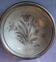 Szép nádudvari fekete kerámia fali tányér /K.Nagy József/