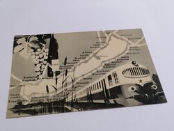Balatoni térképes képeslap a hatvanas évek elejéről, postatiszta      1043.