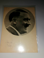 Náci propaganda képeslap, filatéliai ritkaságnak számító bélyegzéssel, Hitler arcképével       1013.