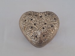 Antik szívecske vastagon ezüstözött kis tégely