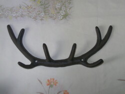 Régebbi öntöttvas szarvas agancsos fali akasztó, fogas