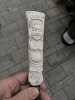 Kézi faragású Buddha csont fejes bot Törös bot jó állapotban. Buddha csont szobor