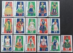 Gy271 / 1962 Népviseletek gyufacímke 16 db-s teljes sor