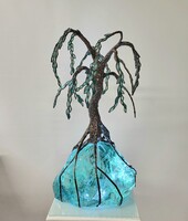 Türkiz Füzfa ólomüveg szobor