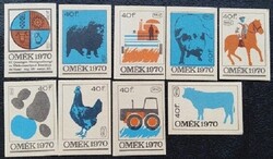 Gy52 / 1970 OMÉK gyufacímke 9db-s teljes sorozat