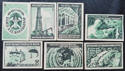 Gy137 / 1959 Bányásznap gyufacímke 7 db-s teljes sor