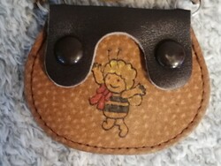 Retro nyakba akasztható bőr gyerek erszény