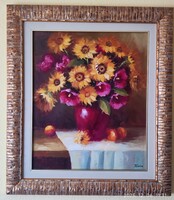 Kovács Géza - Virágcsendélet - nagyméretü (50x60 cm + keret)