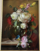 Fürst József"Virágcsokor Rózsákkal" Olajfestmény 40 x 30 cm +keret