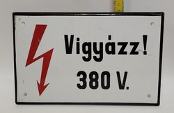 "Vigyázzl 380 V." figyelmeztető zománctábla (3666)
