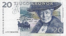 20 kronor korona 1994-95 Svédország Nils Holgersson nagyobbik méret