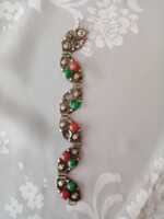Színes ásványköves ötvös  karkötő  ---  22 cm hosszú