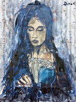 Reneszánsz szépség. Kiemelkedően szép akrill festmény!
