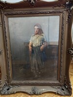 Szüle Péter nagyméretű cselédlány festmény