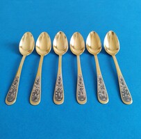 Ezüst aranyozva  6 darab teás kanál  875-ös