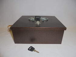 Fém pénzes kazetta, doboz két kulccsal - hibátlan