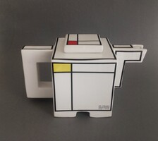 Juraj Mihalik posztmodern/kubista 'Mondrian' kerámia teáskanna 1980's