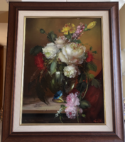 Fürst József"Virágcsokor Rózsákkal" Olajfestmény 40 x 30 cm +keret
