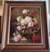 Fürst József Olajfestmény   " Rózsacsokor " 25 x 30 cm +keret