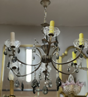 6 izzós fém-üveg strassz mennyezeti csillár